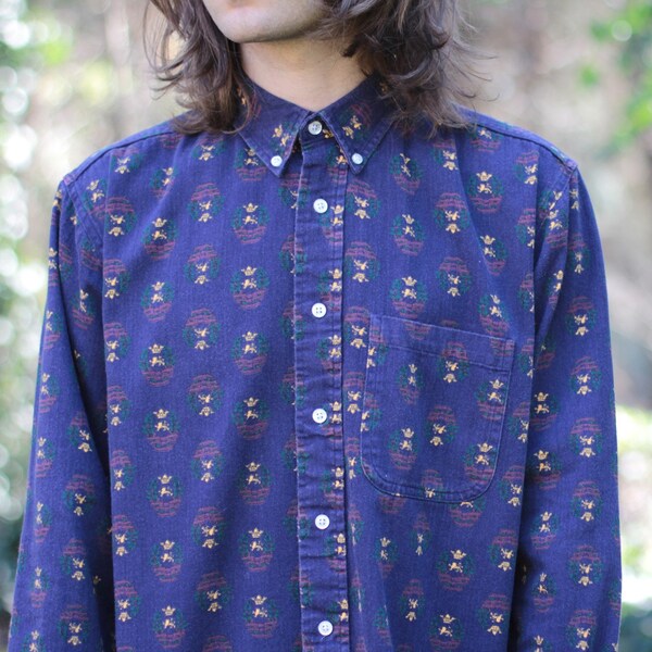 Navy Crown and Lion Crest Shirt - M