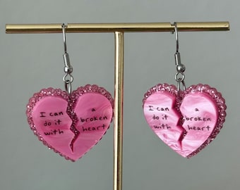 I can do it with a broken heart earrings, pink