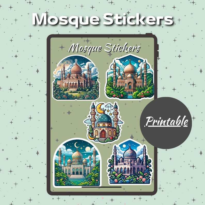 Printable Mosque Stickers Islamic Architecture Digital Stickers Islamic ...