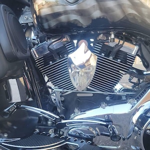 Custom Harley-Davidson chrome horn cover with 3D Punisher