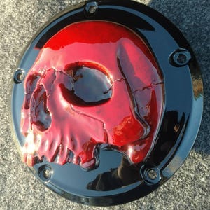 Harley Davidson derby clutch cover with 3D twisted skull