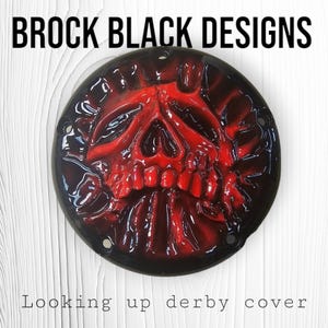 Harley Davidson derby clutch cover with 3D red skull