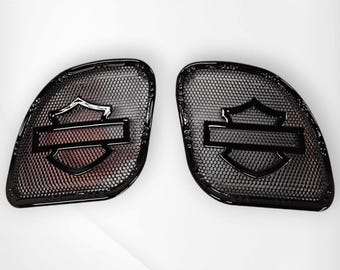 98 to 25+ Road Glide inner 3D shield emblem speakers covers set
