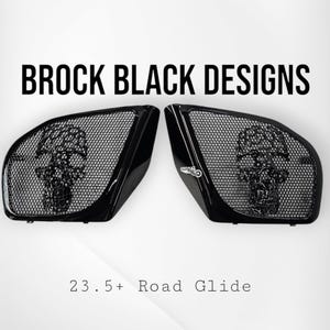 Road Glide inner 3D webbed skull speakers covers set