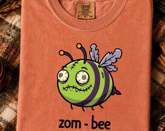 Zom-bee Funny Halloween Zombie Bee Pun Halloween Fall Comfort Colors TShirt Vintage Halloween T-Shirt Bee Lover Fall Gift