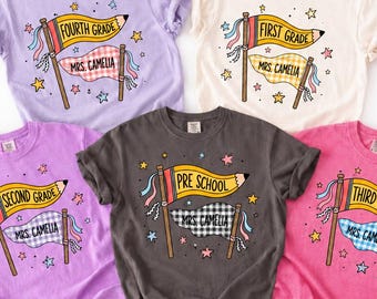 Custom Back to School Teacher Shirt Comfort Color,Grade Level Team Tees, Teacher Gift, First Second Third Fourth Fifth Grade