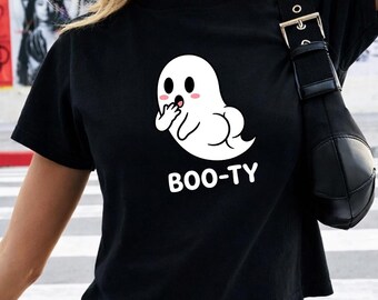 Boo-Ty Ghost Baby Tee, Ghost Tee, Girly Halloween Gift, Funny Fall Shirt