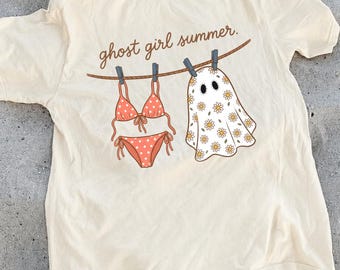 Comfort Colors Spooky Summer Shirt, Spooky Halloween T-shirt, Summerween Girl Tee, Funny Ghost Halloween Bikini