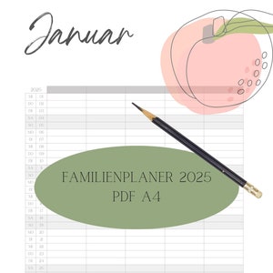 Family Planner 2025 I 5 Columns I Download I PDF I Fruits I Annual Planner I for Family, Couples, Groups I Organizer I Calendar I A4