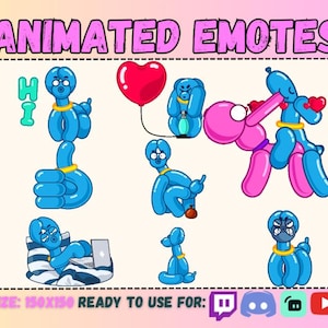 Twitch BALLOON DOG PACK Animated Sub Emote Bundle / Blue Air Doggie Puppy Butt Set / Pup Whelp Cub / Like Party Ball / Twerk Slap Ass Love