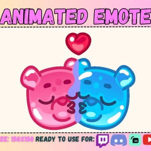 Twitch JELLY BEAR KISS Sexy Kissing Hug Emote Animated Sub Twerk Emoticon/Shiny Food Emotes/Happy Meal Snack Diet Edible/Streaming Emoji &lt;3
