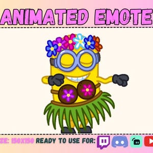Twitch CHILL MINION MUZYKA Disco Emote Animowana Sub Emoticon/Żółte Minionki Tale Emotes Chłopiec Mężczyzna/Flex Magia Aloha Hawaii Twerk/Streaming Emoji