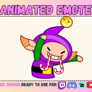 Twitch DEVIL ELF Raging Emote Animowany Flexing Sub Emoticon/Czerwony Kapelusz Kostium Zimowe Emotes Chłopiec Mężczyzna/Nowy Rok Boże Narodzenie Wakacje/Streaming Emoji