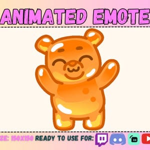 Twitch JELLY BEAR HAPPY Dance Emote Animated Wave uwu Emoticon/Shiny Food Emotes/Happy Meal Sweet Snack Diet Edible Candy/Streaming Emoji <3