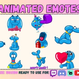 Twitch BALLOON DOG PACK Animated Sub Emote Bundle / Blue Air Doggie Puppy Butt Set / Pup Whelp Cub / Like Party Ball / Twerk Slap Ass Love