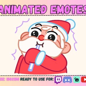 Twitch LOLLIPOP SANTA CLAUS Geanimeerde Twitch Sub-emote/vakantie-emoji/witte baard Rode emotes/Nieuwjaarshart Kerstman/Streaming Youtube