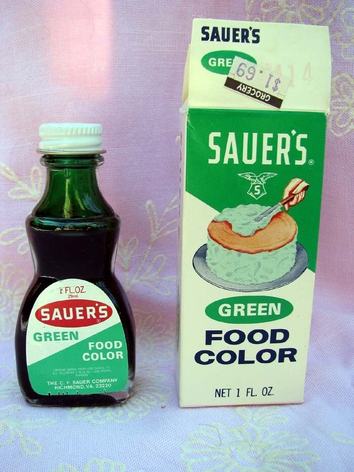 Nifty Vintage Sauers Green Food Coloring Bottle Etsy