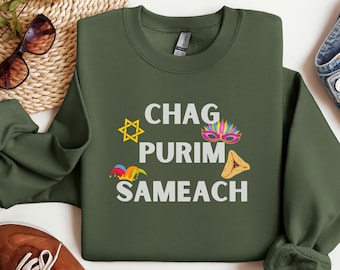Chag Purim Sameach Sweatshirt, Jewish Sweater, Purim Holiday Shirt, Purim Costume Sweater, Jewish Pride Shirt, Happy Purim Sweatshirt