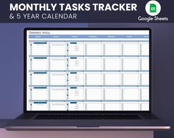 Monatlicher Aufgaben-Tracker & Kalender, finanzielle Google-Arbeitsblätter, digitaler Download,Finance Tracker