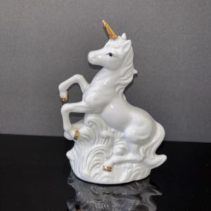 Porcelain Unicorn with Gold horn. Made in Taiwan