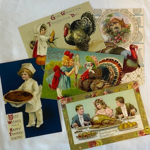 Reproducciones retro de postales de Acción de Gracias