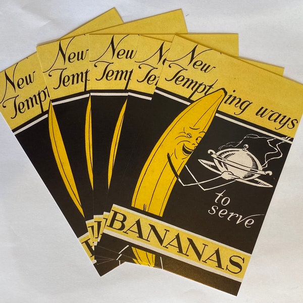 Cinq cartes postales fruitées et amusantes à la banane