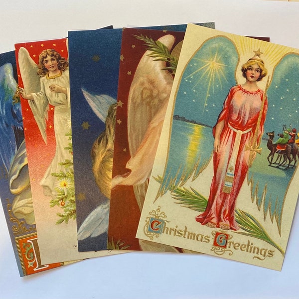 Five Christmas Angels Postcards