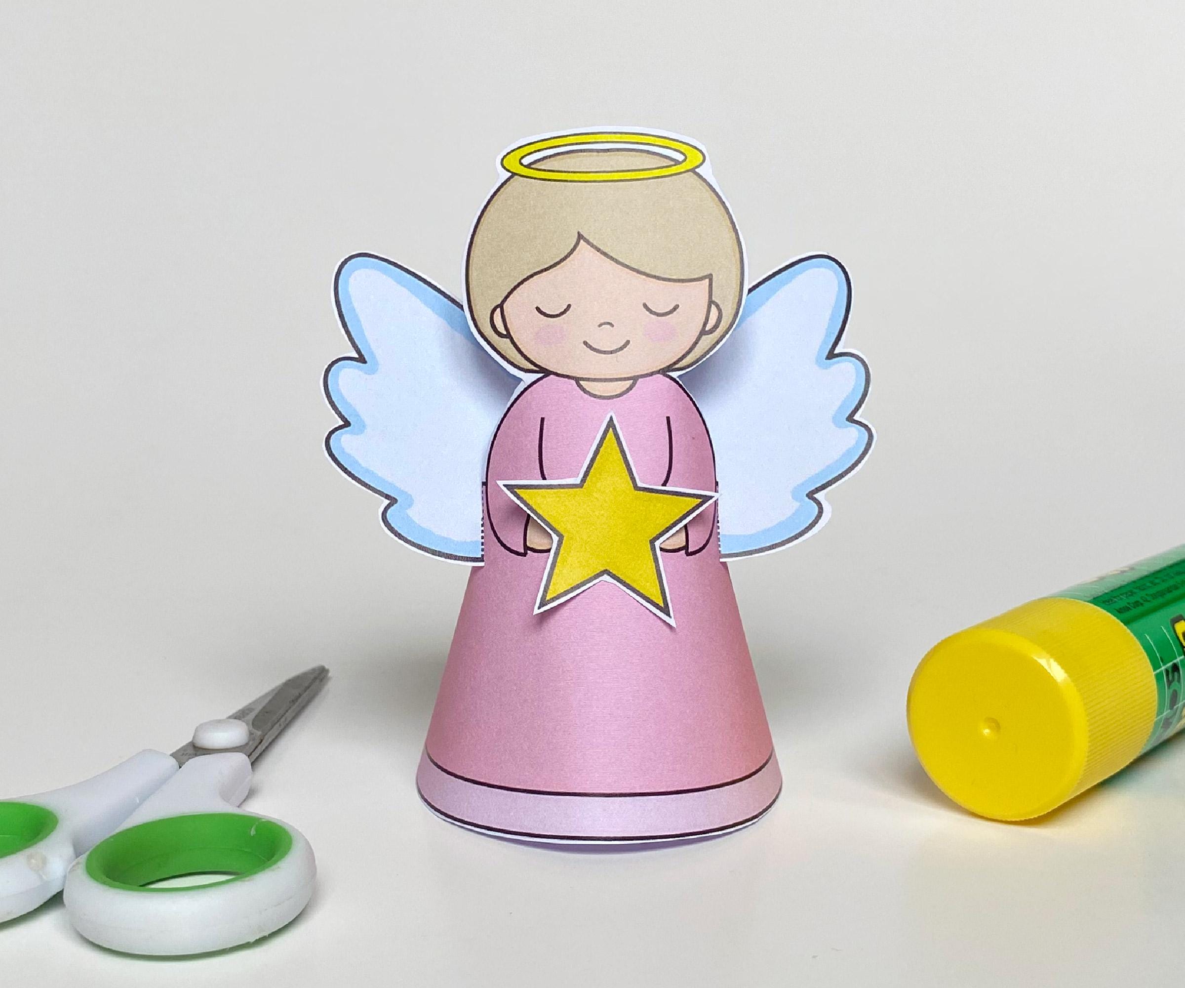 40 Sweet and Easy Angel Crafts for Kids To Make! 2 Angel Craft Printable: Cut and Paste DIY Ornament (Digital Download)