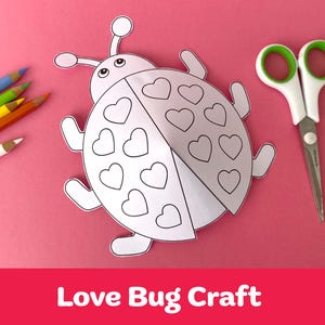 Love Bug Basteln für Kinder! Cut und Paste Marienkäfer, Färbung Aktivität, ideal für Kinder im Vorschulalter und Kleinkinder, Spaß druckbare, Instant Download