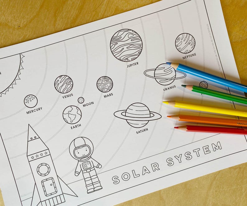 Solar System Coloring Page: Planets & Space Theme (PDF) - Etsy
