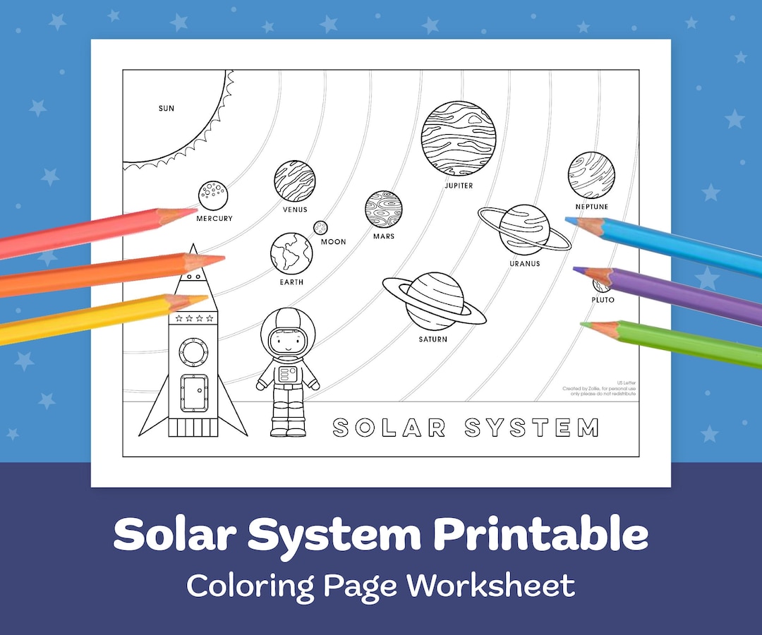 Solar System Coloring Page: Planets & Space Theme (PDF) - Etsy