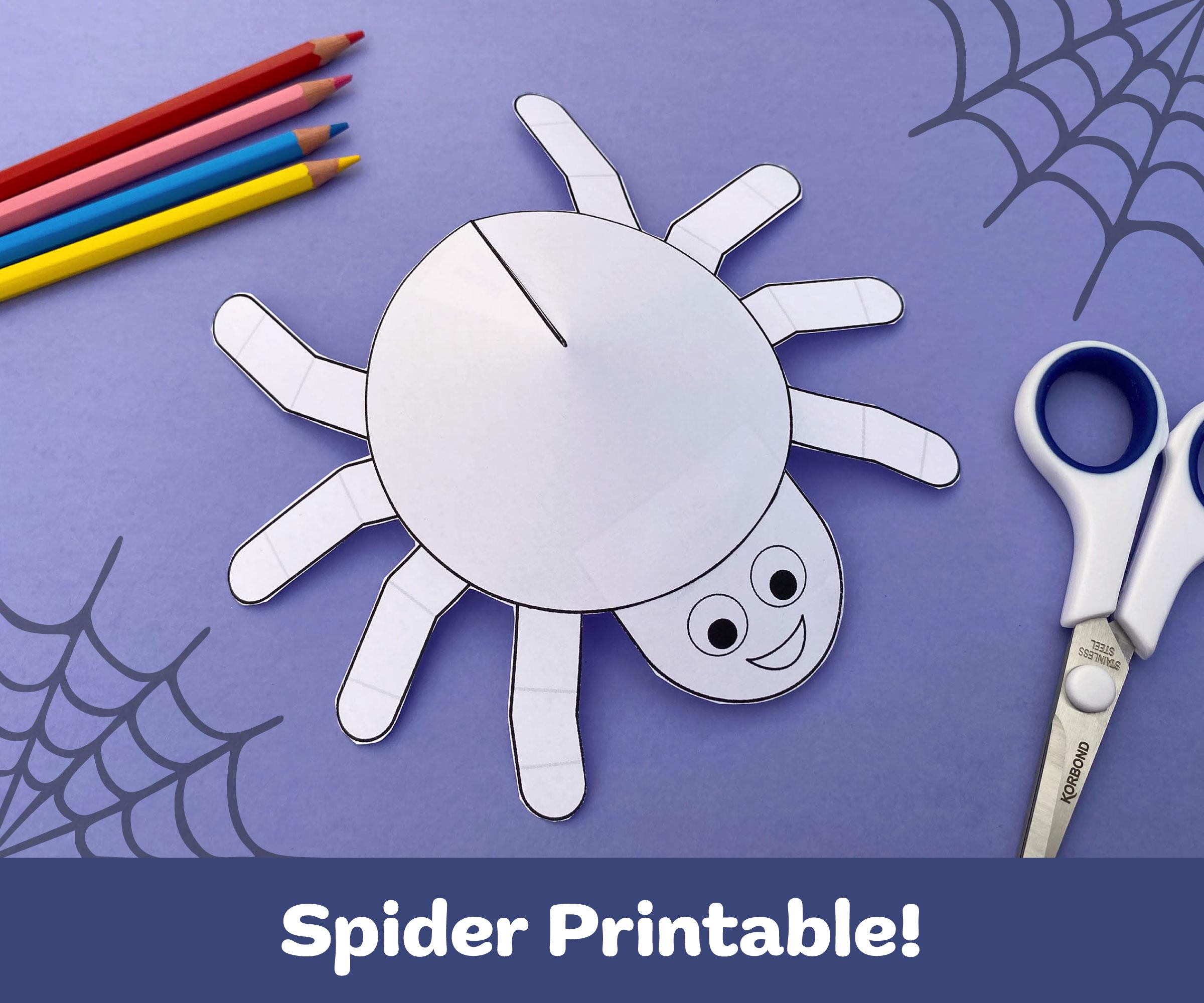 Spider Craft Printable: Cut, Paste, Color Activity (Digital Download)