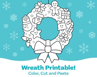 Guirlanda de Natal para imprimir: atividade de colorir para crianças (download instantâneo)