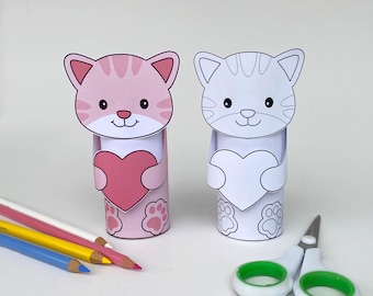 Heart Cat Craft: Cut & Paste Kids Activity (Digital Download)