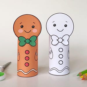 Pan di zenzero da ritagliare e incollare stampabile! Decorazione natalizia fai da te, lavoretti per bambini, lavoretti con rotolo di carta igienica, attività di colorazione, carta, colorazione - ornamento