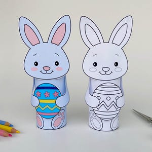 Coniglietto pasquale artigianale! Attività di taglio e incolla stampabile per bambini - Coniglietto pasquale fai da te da colorare - Ottimo per bambini e bambini in età prescolare, simpatico giocattolo di carta