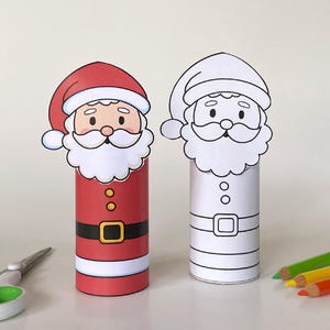 Santa Cut and Paste Xmas Printable! Kids craft, colouring fun, paper xmas decoration, instant download