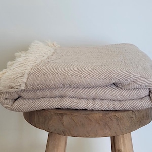 Traditional Portuguese beige cotton blanket 120x170cm