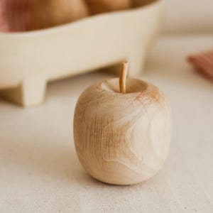 Wooden Apple Decorative Figurine Object