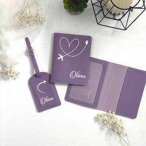 Funda de pasaporte personalizada con etiqueta de equipaje a juego, billetera de viaje con nombre personalizado, regalo para viajeros, damas de honor, luna de miel, accesorios de viaje,