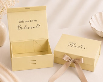 Personalized Keepsake Gift Box with Ribbon, Bridesmaid Proposal Wedding Box