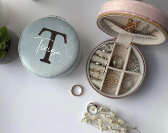 Personalized Velvet Travel Jewelry Case, Bridesmaid Gift