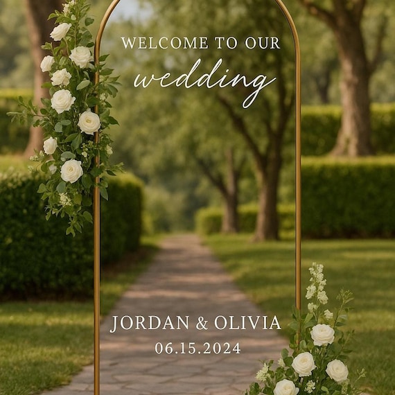 Personalized Wedding Mirror Decal: Custom Welcome Sign, Elegant Vinyl Sticker