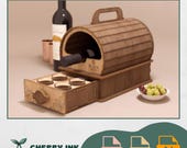 Bar Barrel Wine Liquor Holder Laser Cut Design | Gift for Wine Lovers Digital File | Digital Download | Mini Bar Laser Cut Template