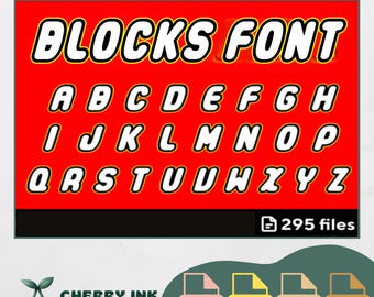 Blocks Font Alphabet | Classic Toy Inspired | Digital Download for Building-block Toys Fans | Stackable Blocks Font