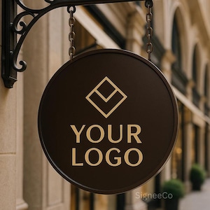 Logo Signage, Custom Blade Sign Circle Metal Business Sign | Double sided Shop Sign | Hanging Outdoor Sign | Personalized Storefront Sign