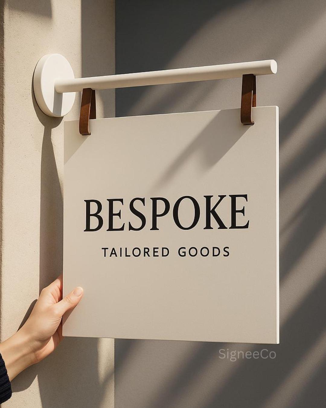 Customizable Double-Sided Metal Blade Sign: Outdoor Shop Logo