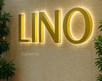 Custom Backlit LED Business Sign, 3D Logo, Modern Office Decor, Business logo metal sign, Office name metal letters, Metal name letters