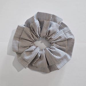 Oversized Striped Cotton Scrunchie with Frills | Handmade From Leftover Fabrics |