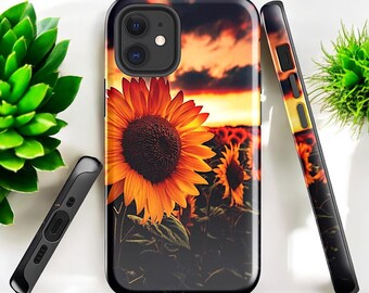 Sonnenblume Sonnenuntergang iPhone Hülle mit Blumenmuster